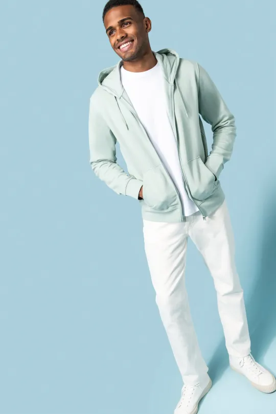 Sweatshirt de homem  ECO-RESPONSÁVEL com capuz e fecho - 280gr/m2