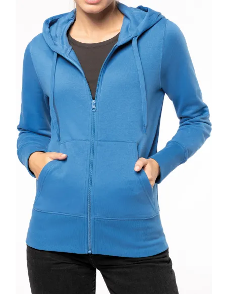 Sweatshirt de senhora   ECO-RESPONSÁVEL com capuz e fecho - 280gr/m2