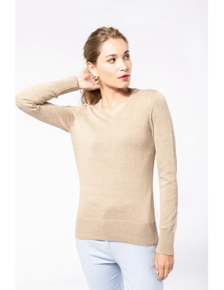 Pullover de senhora decote V - 290gr/m2