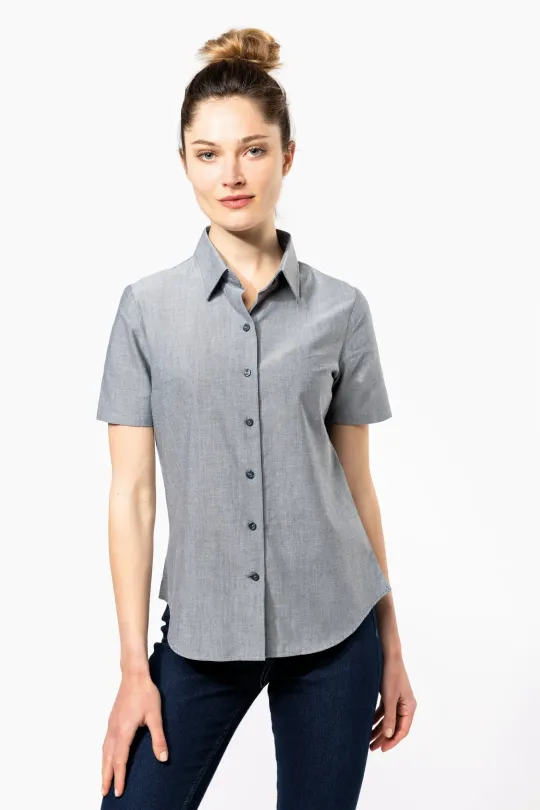 Camisa de senhora  Oxford  manga curta - 130-135gr/m2