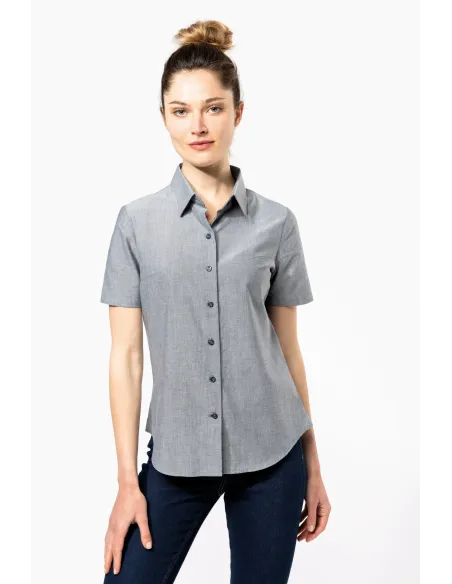 Camisa de senhora  Oxford  manga curta - 130-135gr/m2