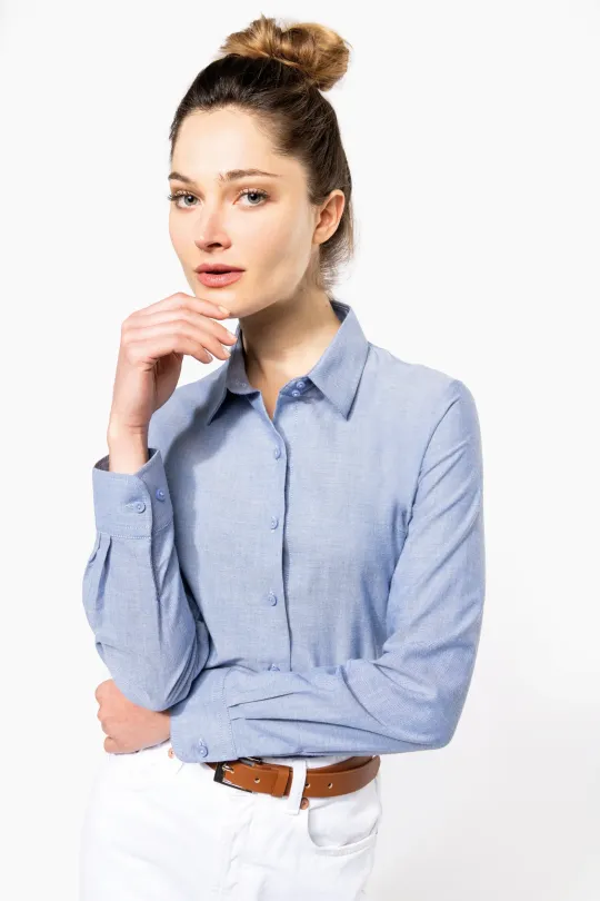 Camisa de senhora Oxford  manga comprida - 130-135gr/m2