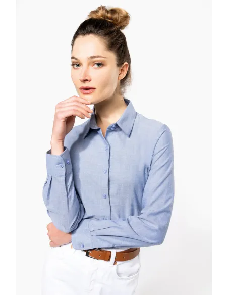 Camisa de senhora Oxford  manga comprida - 130-135gr/m2