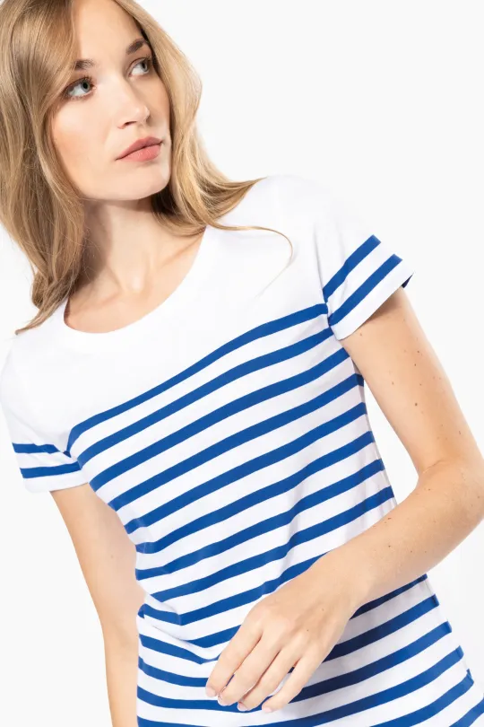 T-shirt de senhora estilo marinheiro -bio decote - 160gr/m2